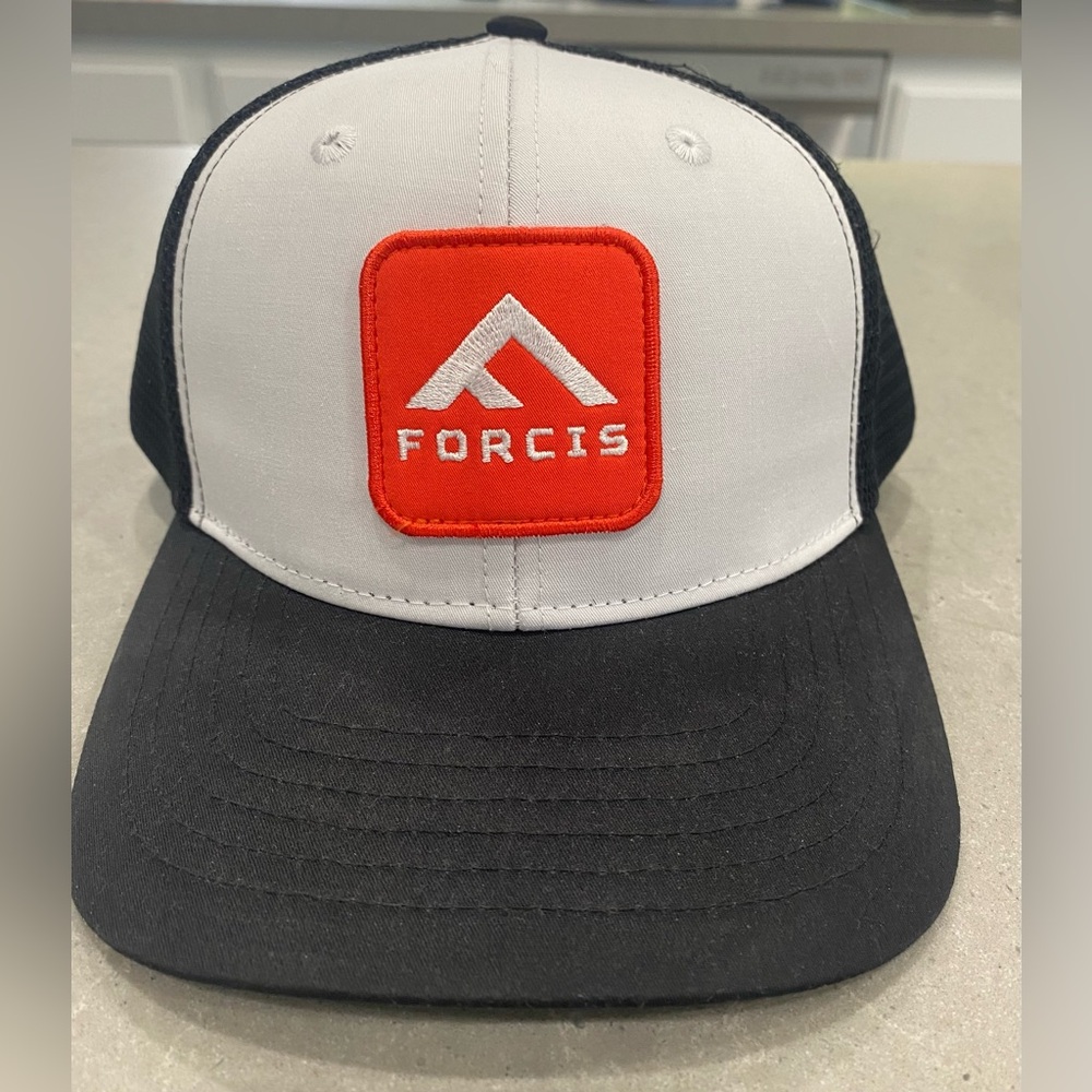 Forcis Black and White Cap with Red Logo hat SnapBack